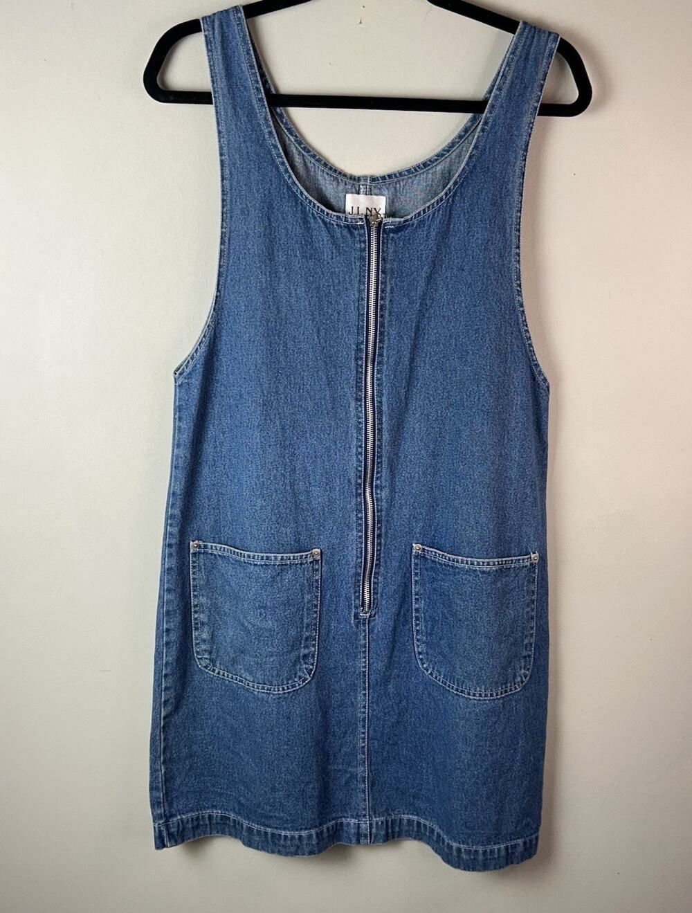 JLNY Women's Small Vintage 90s Jean Jumper Dress 100% Cotton Denim Summer Casual